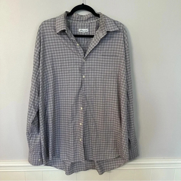Peter Millar Men’s Long Sleeve Blue Plaid Button Down Shirt w/ Pocket Sz XXL GUC - Picture 2 of 8